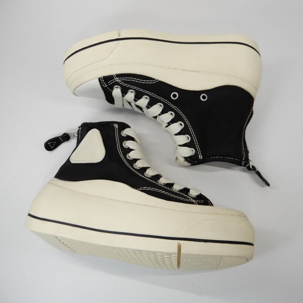 R13 Kurt High Top Platform Sneakers Size 5 Black Canvas Lace-Up Zip NEW $495 - Picture 12 of 16